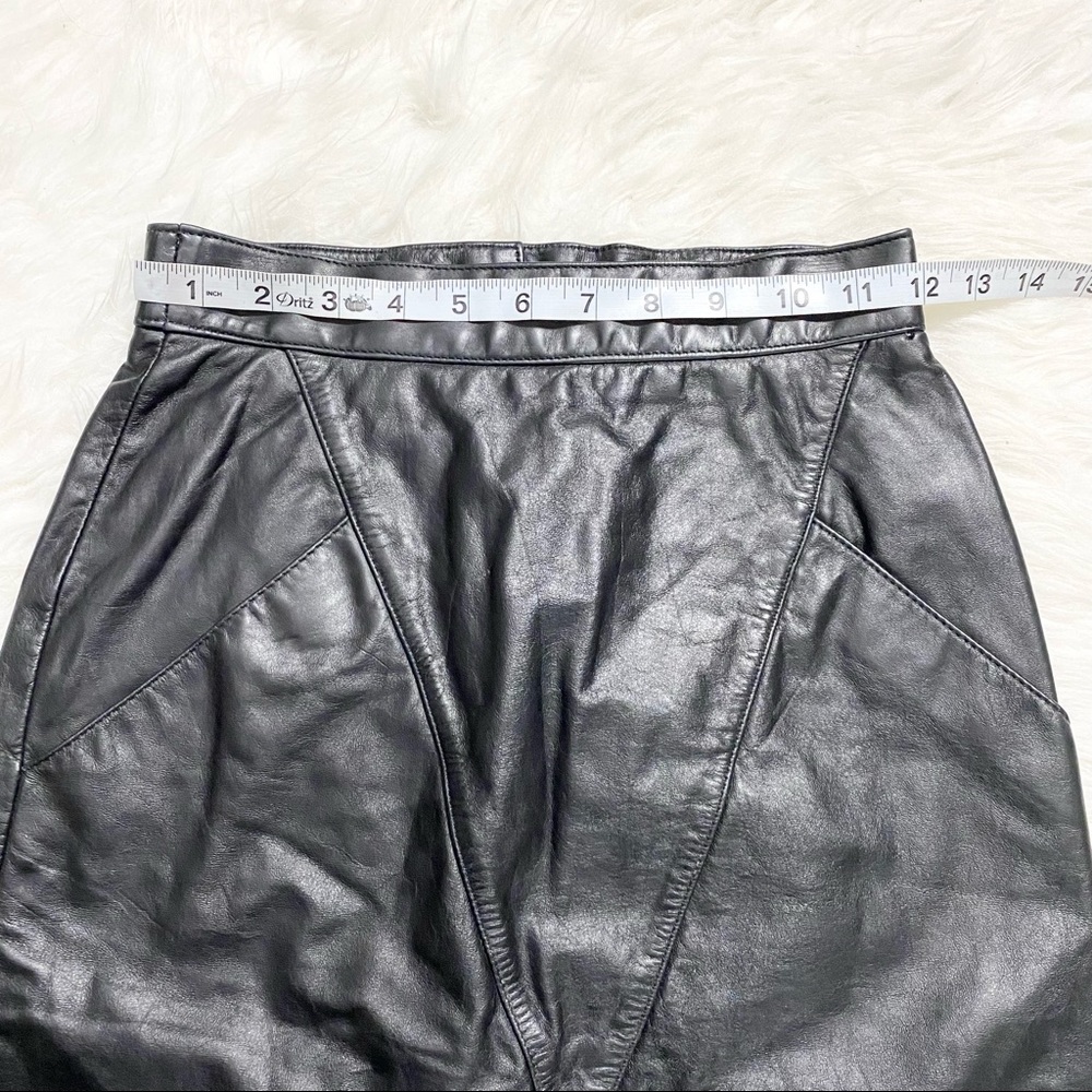 WILSONS Vintage Black Leather Pencil Skirt - Picture 3 of 7